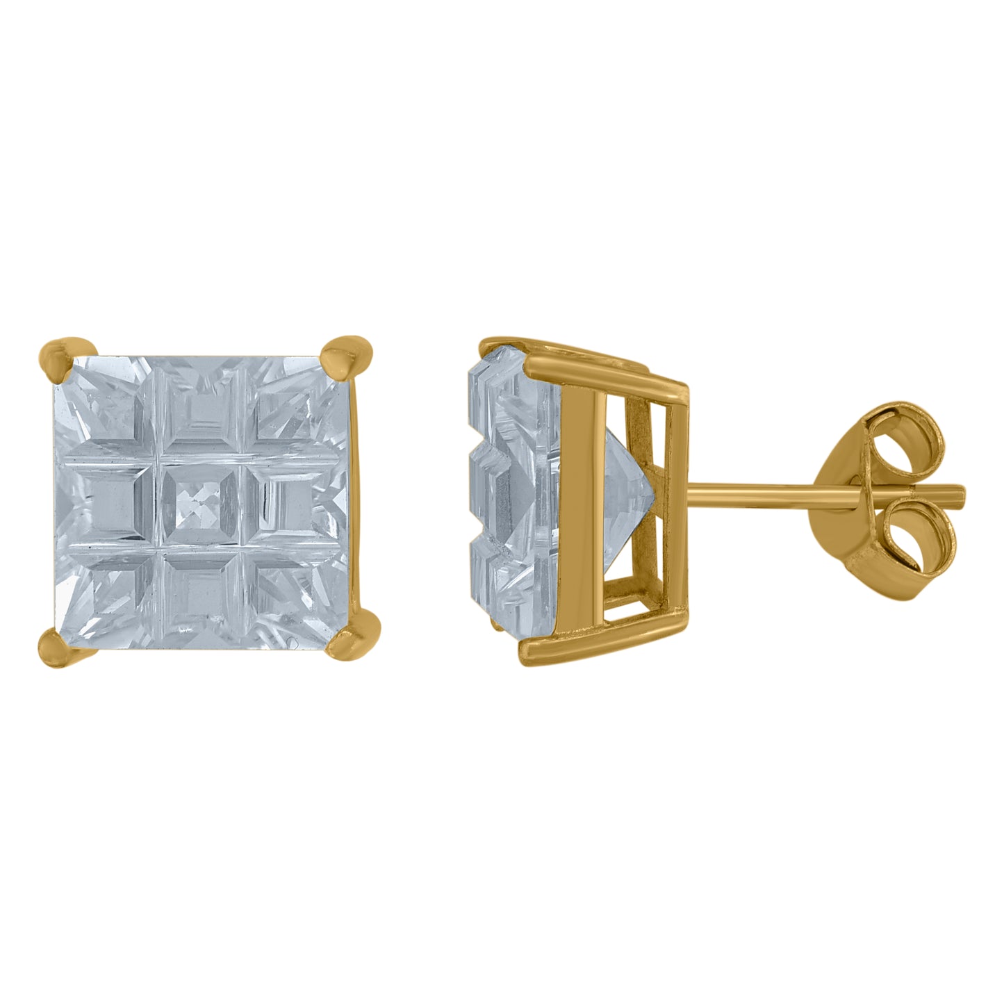 925-Square 9Segment 9mm Earrings