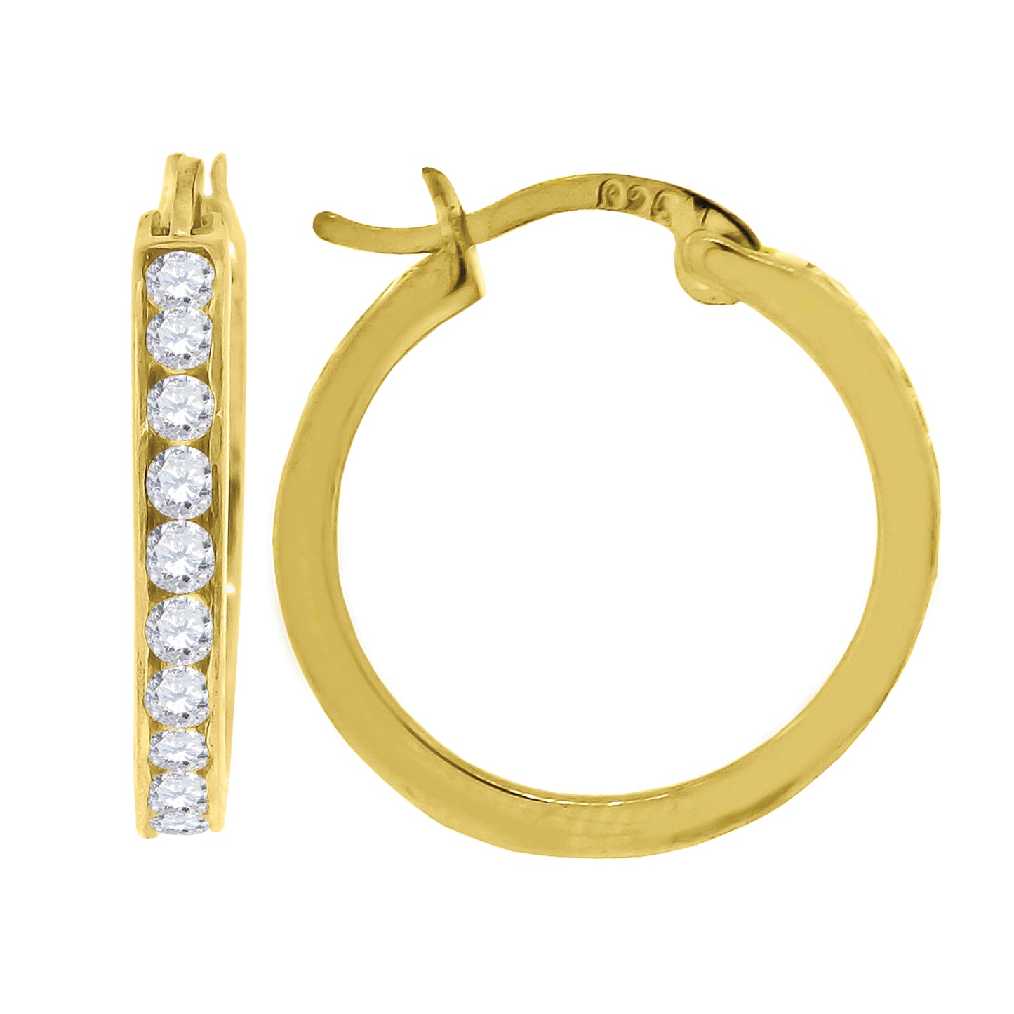 925 Silver 18mm Cz Hoop Earrings