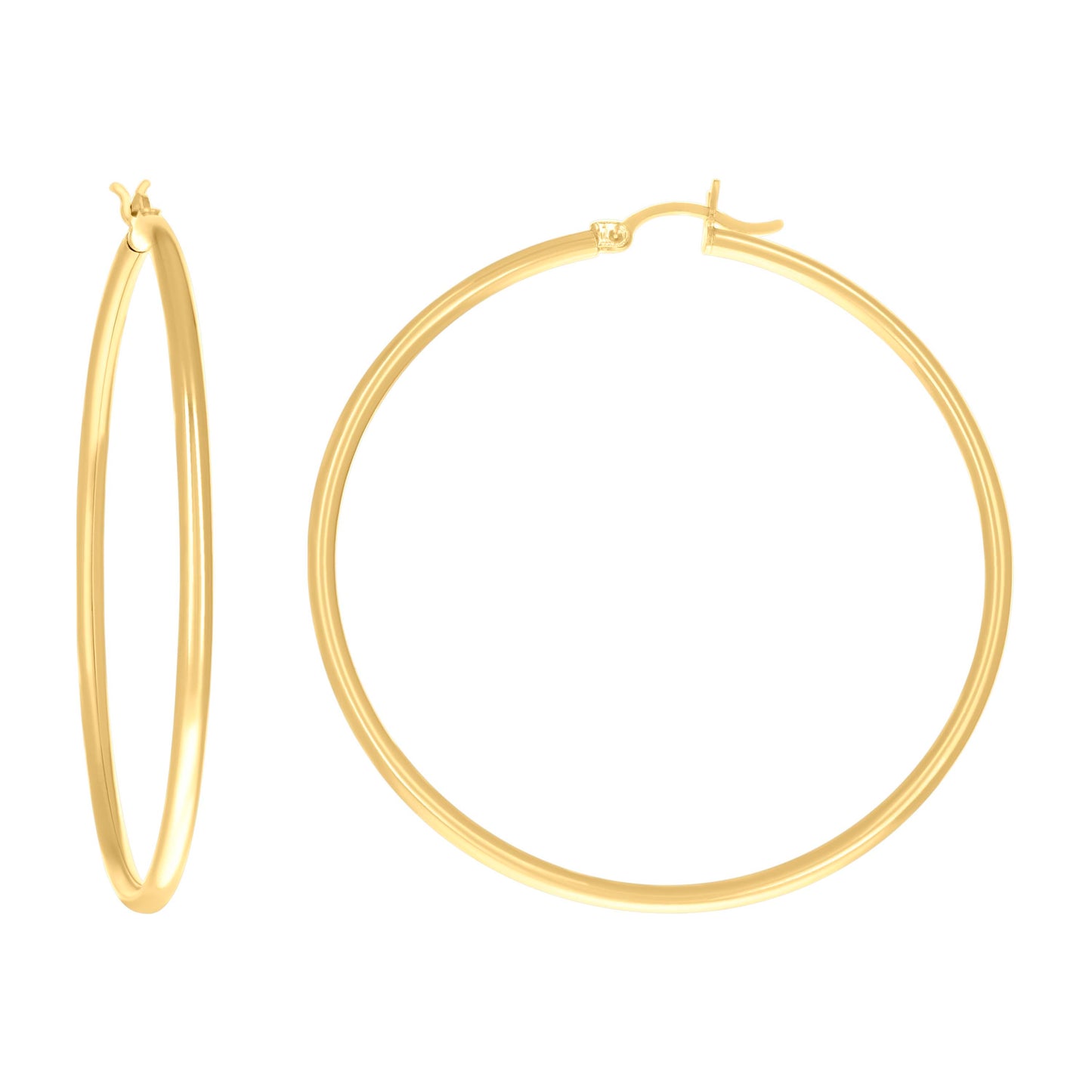 14Kt Gold 2mm-50 Plain Hoop Earrings