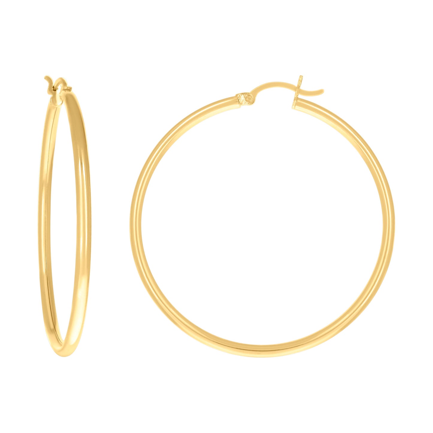 14Kt Gold 2mm-45 Plain Hoop Earrings