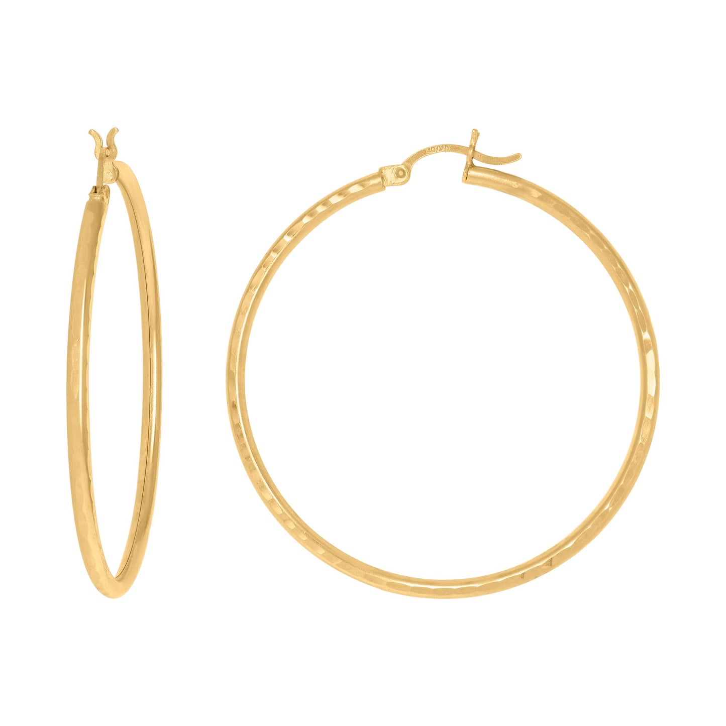 14Kt Gold D/C Hoop Earrings 2mm-45