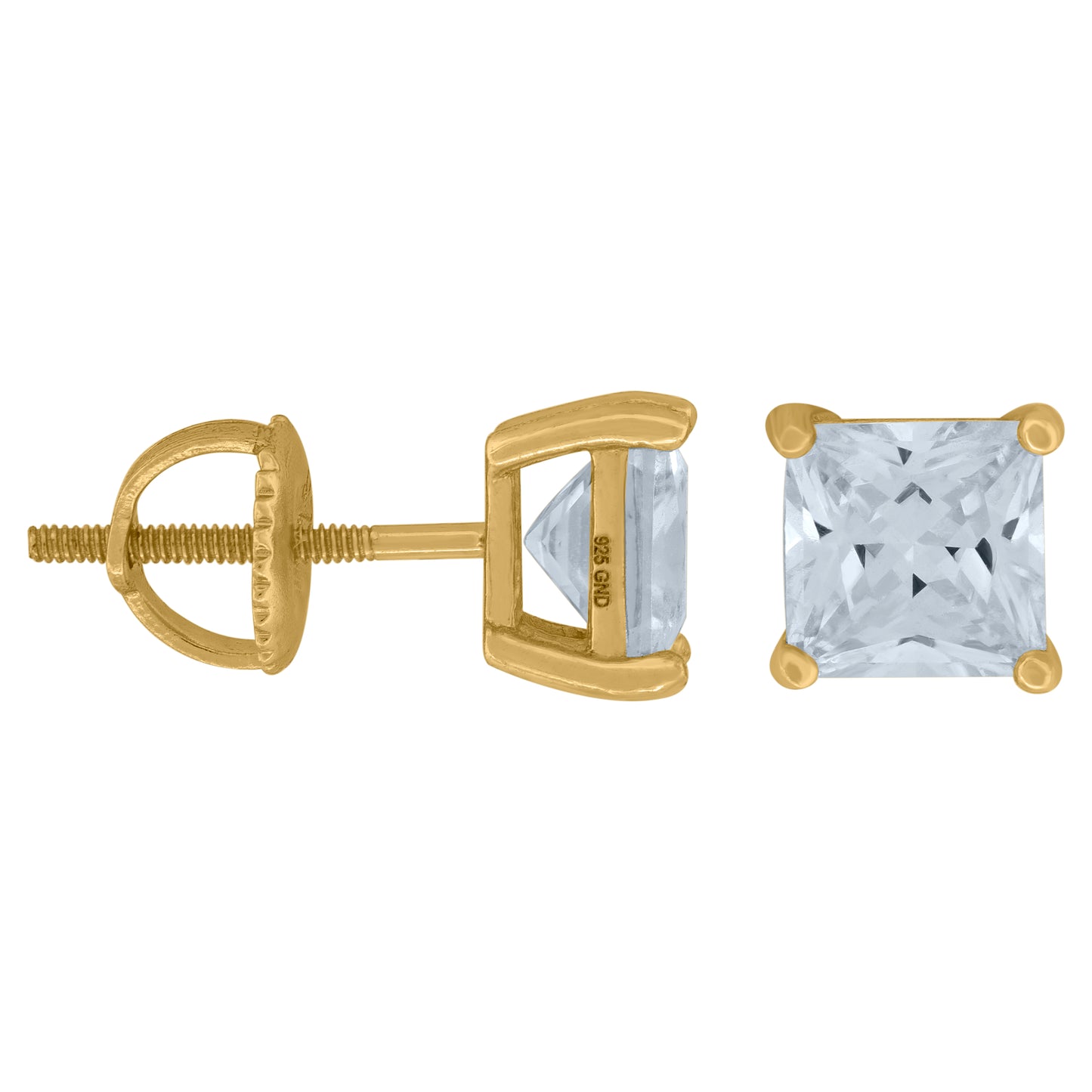 925 Sterling Silver 6mm Square Stud Earrings