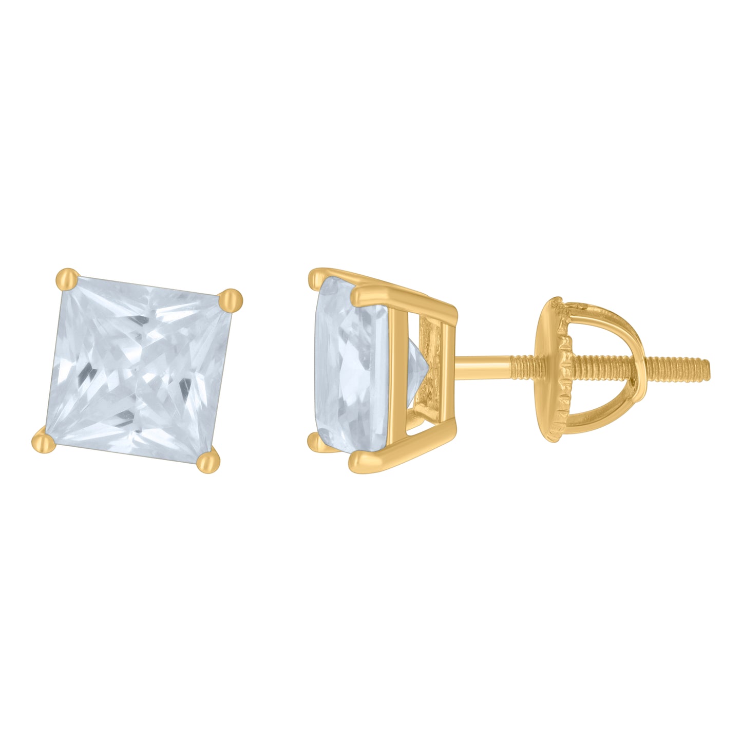 925 Sterling Silver 7mm Square Stud Earrings