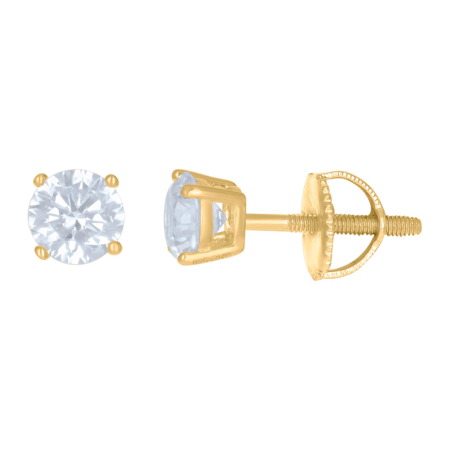 925 Silver 5mm Cz Round Screwback Earrings