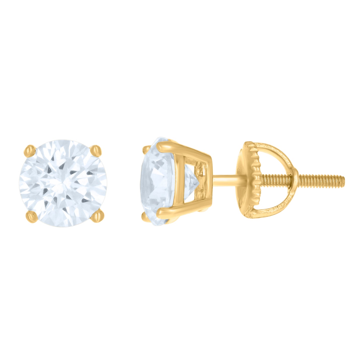 925 Silver 7mm Cz Round Screwback Earrings