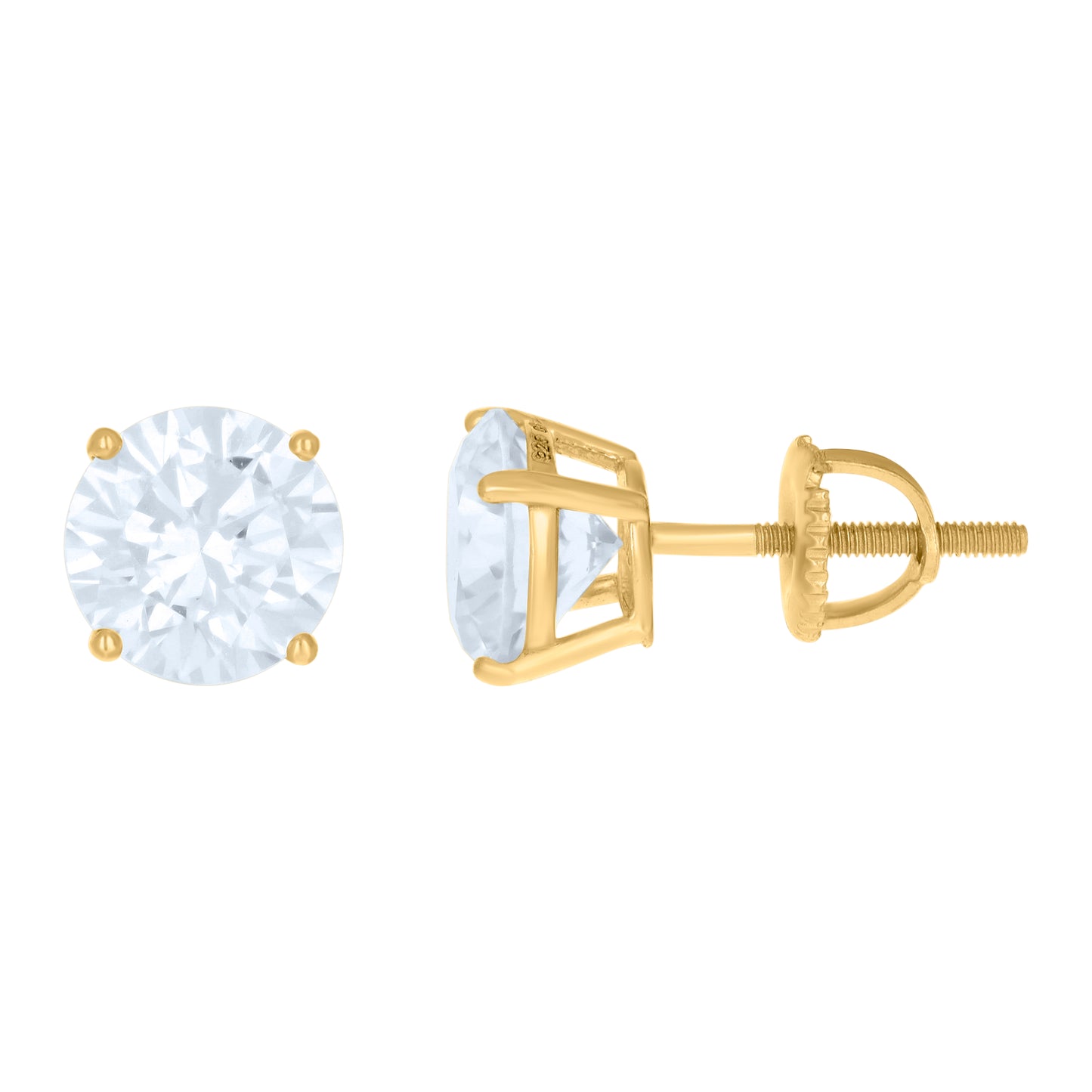 925 Silver 8mm Cz Round Screwback Earrings