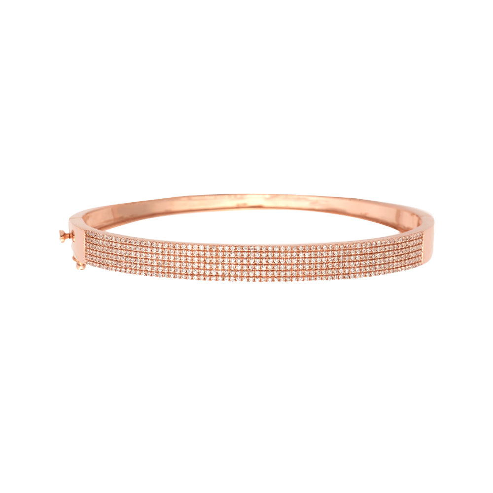 14KR 1.10CTW DIAMOND PAVE OPEN HINGE BANGLE