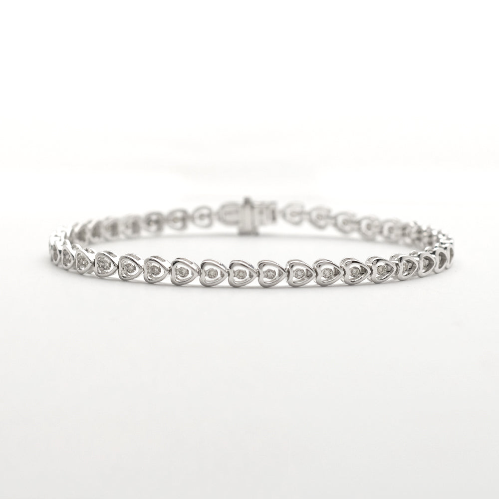14KW 0.35CTW DIAMOND HEART TENNIS BRACELET