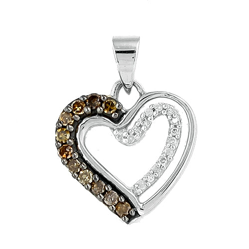10KW 0.25CTW CD+WD HEART PENDANT