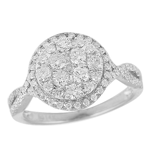 14KW 1.00CTW DIAMOND ROUND CLUSTER RING