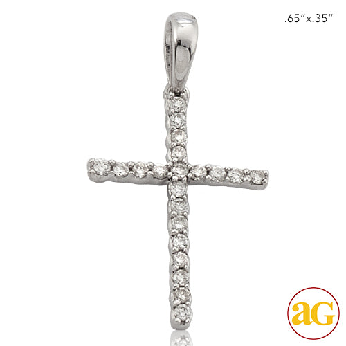 14KW 0.10CTW DIAMOND THIN CROSS PENDANT