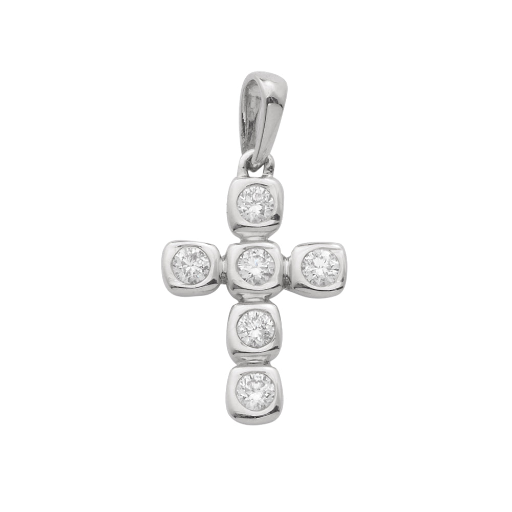 14KW 0.15CTW DIAMOND 6-STONE BEZEL SET CROSS