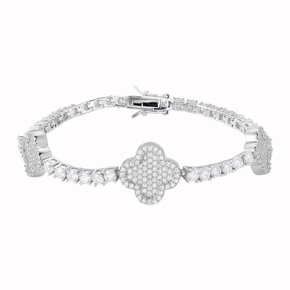 Sterling Silver Round Moissanite 15mm Designer With 3mm Tennis Chain 7 Inch Bracelet RP 1 Cttw