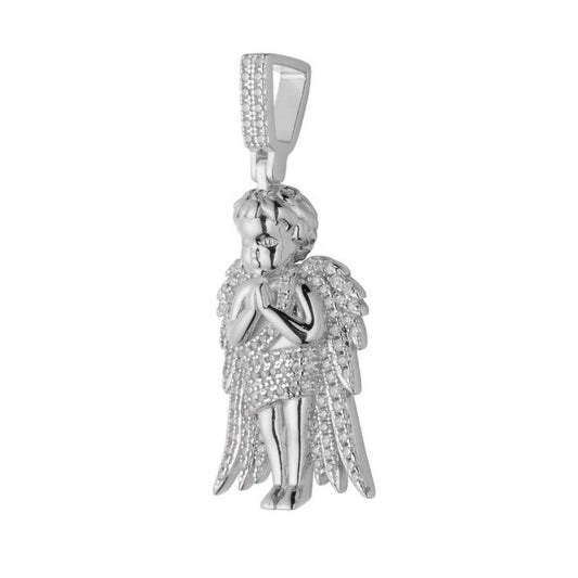 Sterling Silver Moissanite Angel Pendant RP 7/8 Cttw