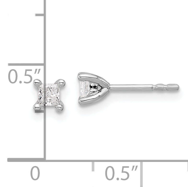 14kw 1/4ct Lab Grown Dia VS+ F+ Princess Comp 4 Prong Stud Earrings