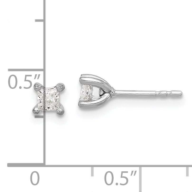 14kw 1/3ct Lab Grown Dia VS+ F+ Princess Comp 4 Prong Stud Earrings