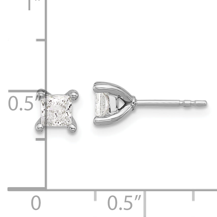14kw 3/4ct Lab Grown Dia VS+ F+ Princess Comp 4 Prong Stud Earrings