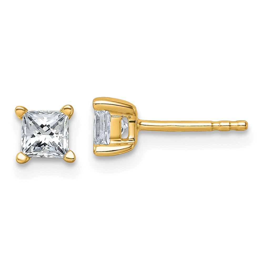 14k 3/4ct Lab Grown Dia VS/SI+ G+ Princess Comp 4 Prong Stud Earrings
