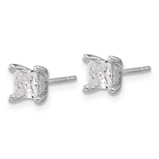 14kw 1ct Lab Grown Dia VS+ F+ Princess Comp 4 Prong Stud Earrings