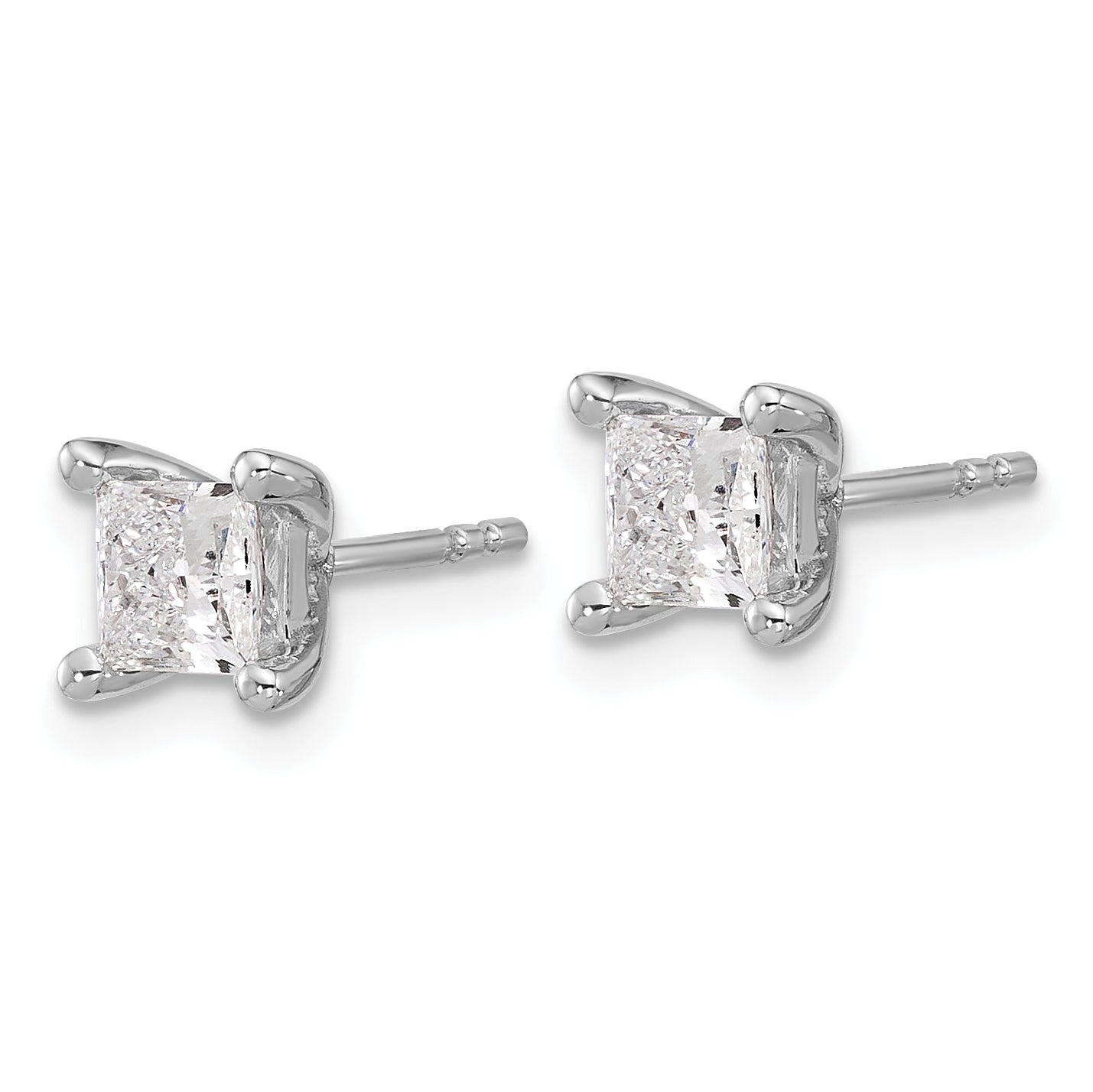 14kw 1ct Lab Grown Dia VS+ F+ Princess Comp 4 Prong Stud Earrings