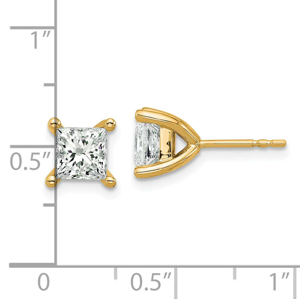 14k 2ct Cert Lab Grown Dia VS/SI+ G+ Princess Comp 4 Prong Stud Earrings