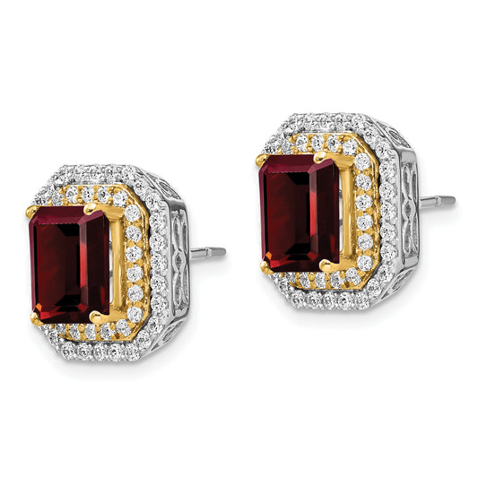 14K Two-Tone Lab Grown VS/SI+ G+ Dia & Created Ruby Earrings