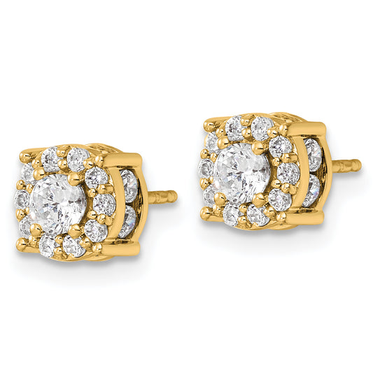 14k 1ct Lab Grown Diamond VS/SI+ G+ Comp Round Halo Post Earrings