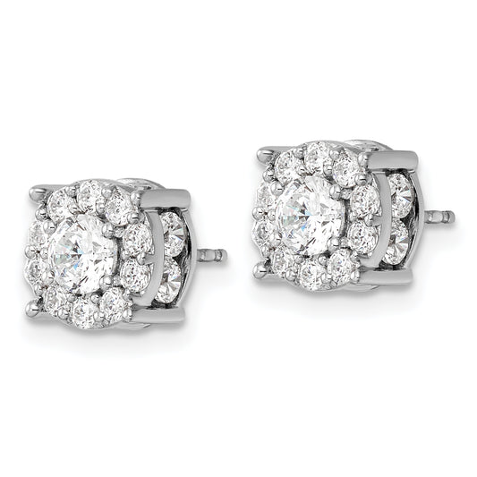 14kw 2ct Lab Grown Diamond VS/SI+ G+ Comp Round Halo Post Earrings
