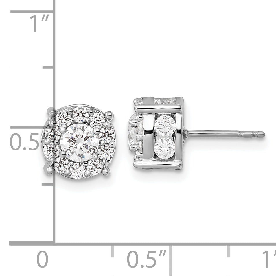 14kw 2ct Lab Grown Diamond VS/SI+ G+ Comp Round Halo Post Earrings