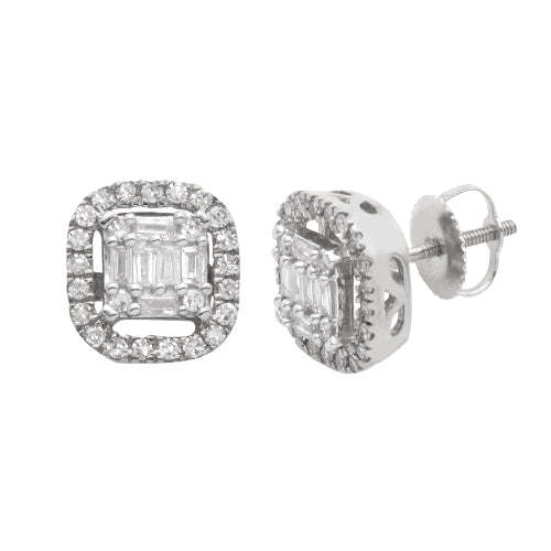 14KW 0.55CT BAGUETTE DIAMOND STUD EARRINGS
