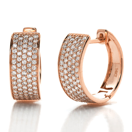 14KR 1.00CTW DIAMOND PAVE HOOP EARRING HUGGIES