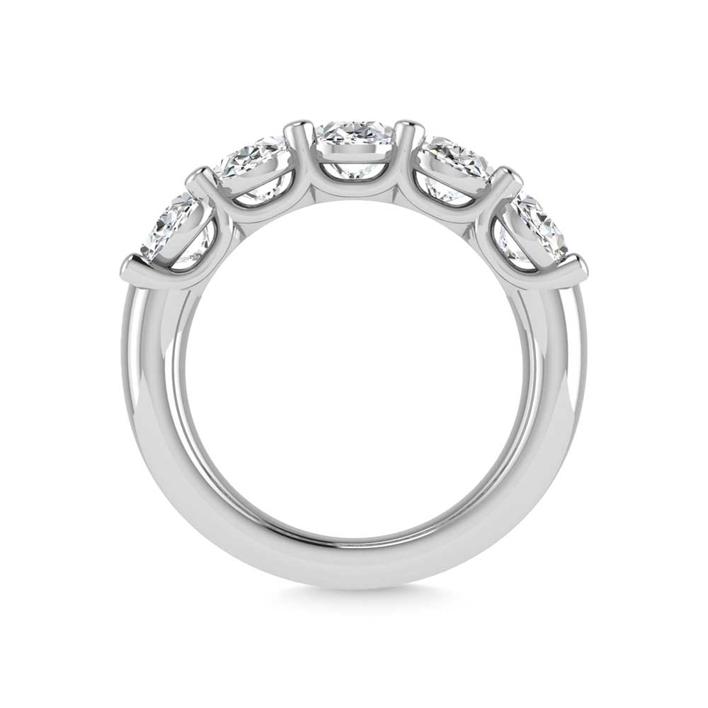 14K White Gold Lab Grown Diamond 1 Ct.Tw. Oval Shape 5 Stone Wedding Band