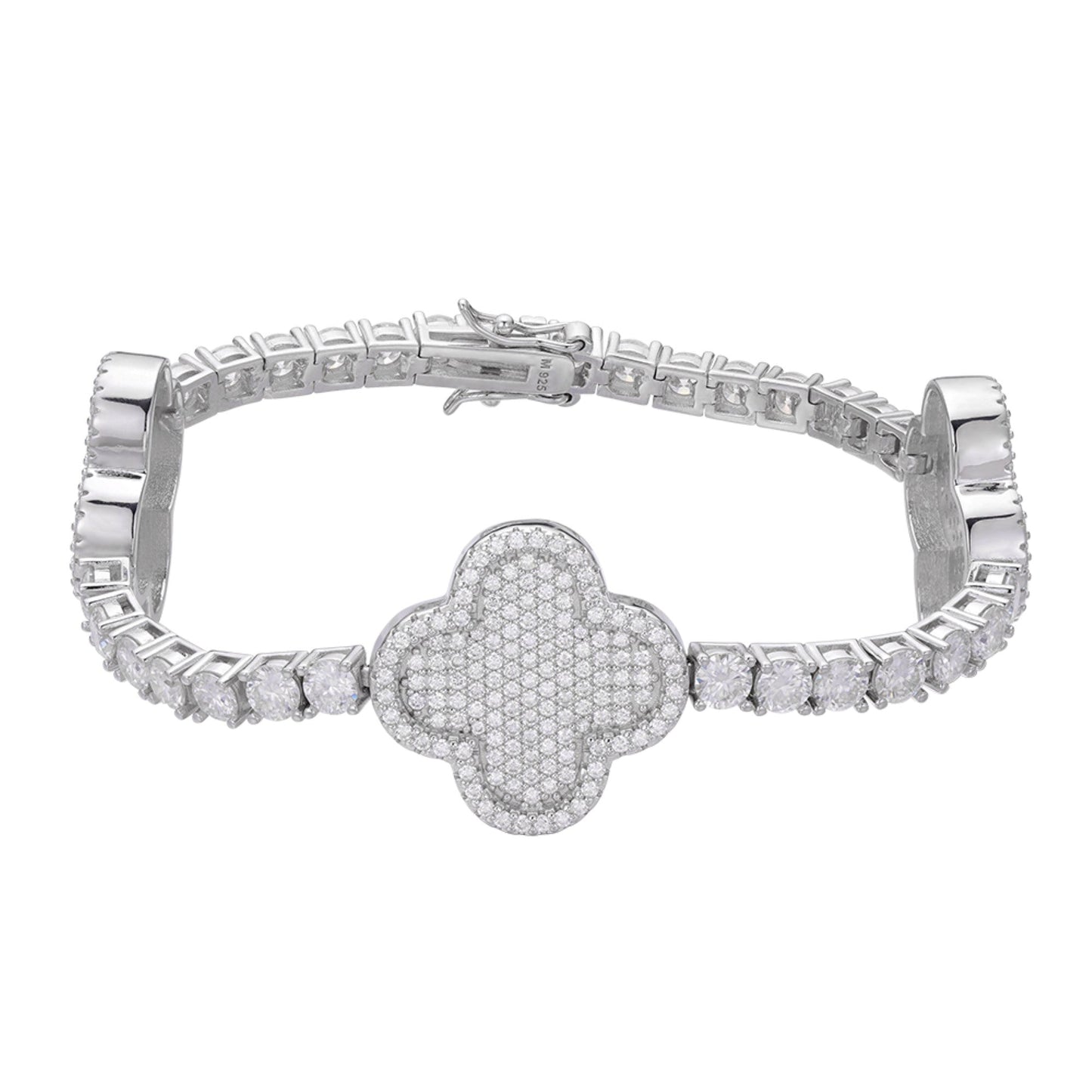 Sterling Silver Round Moissanite Designer Bracelet 8.5 Inch RP 16-5/8 Cttw