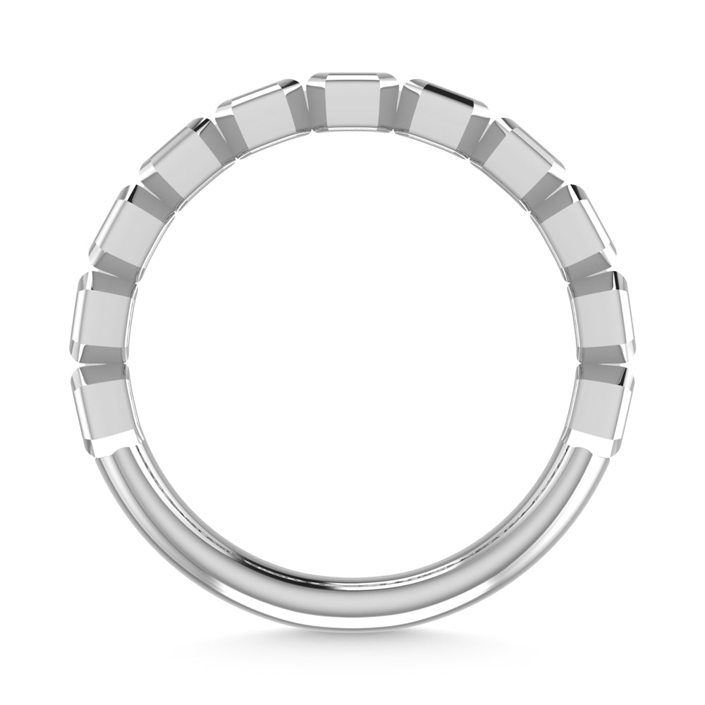 14K White Gold Lab Grown Diamond 1 3/4 Ct.Tw. Emerald Shape Half Way Eternity Bezel Band