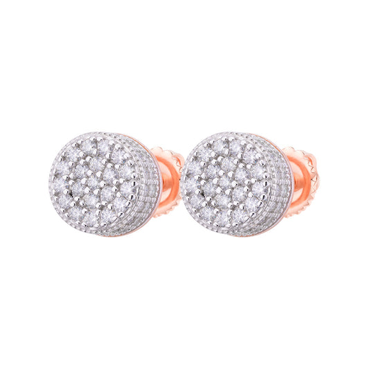 Sterling Silver Round Moissanite Cluster Designer Stud Earrings RP+PP 7/8 Cttw