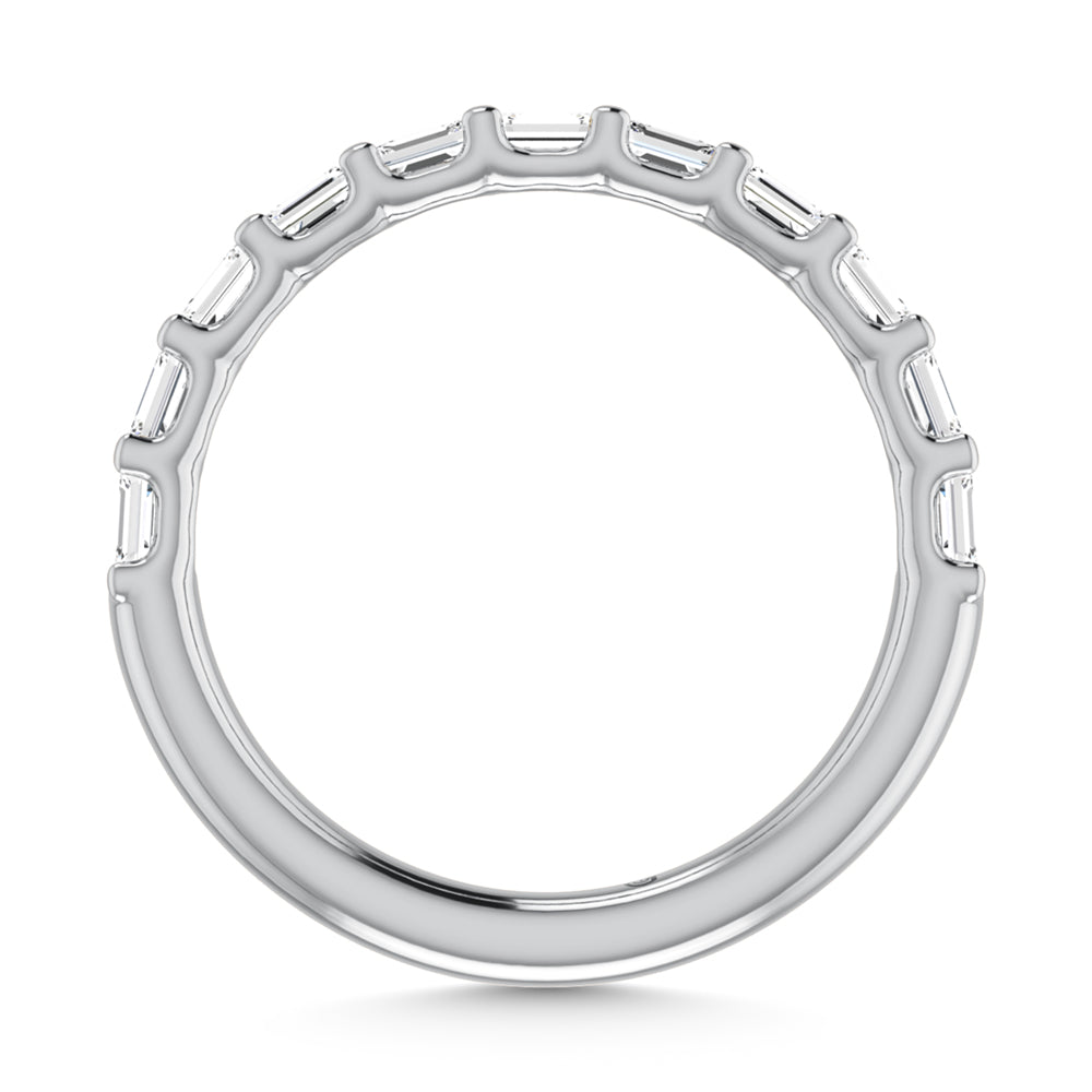 14K White Gold Lab Grown Diamond 1 Ct.Tw. Emerald Shape Half Way East West Eternity Band