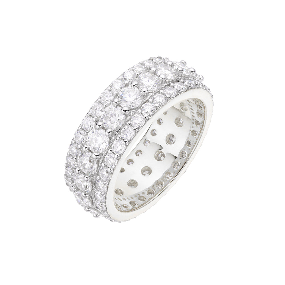 Sterling Silver Round Moissanite Designer Sz 8 Mens Ring 6-3/4 Cttw RP