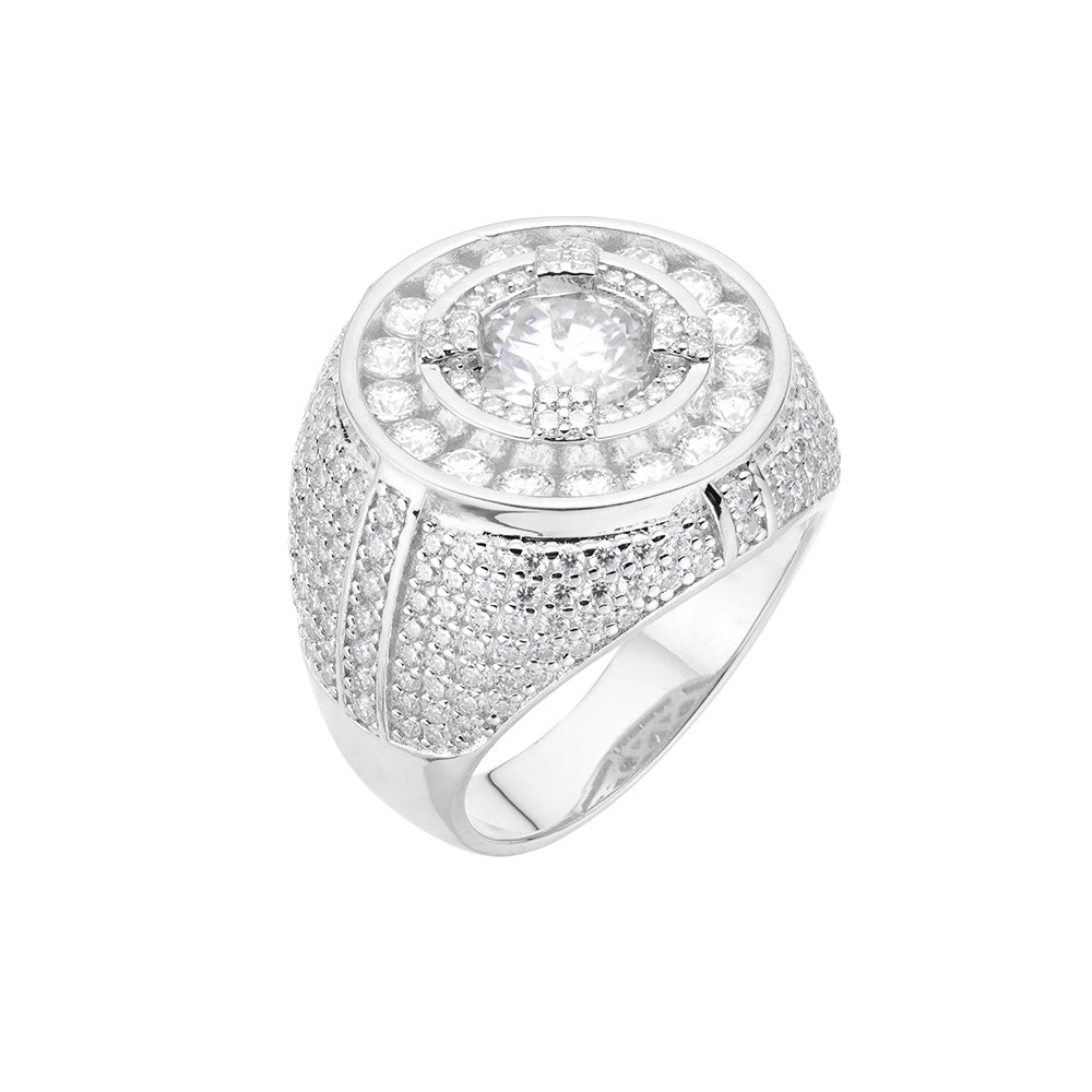 Sterling Silver Round Moissanite Designer Sz 9 Mens Ring 5-3/4 Cttw RP