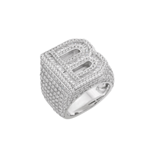 S.Silver Round Baguette Moissanite Cluster Initial B Letter Mens Ring 10 RP 5-1/5 Cttw
