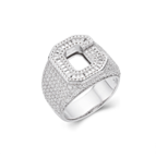 Sterling Silver Round Baguette Moissanite Cluster Initial C Letter Mens Ring 10 RP 4-1/2 Cttw