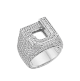Sterling Silver Round Baguette Moissanite Cluster Initial J Letter Mens Ring 10 RP 4-1/2 Cttw