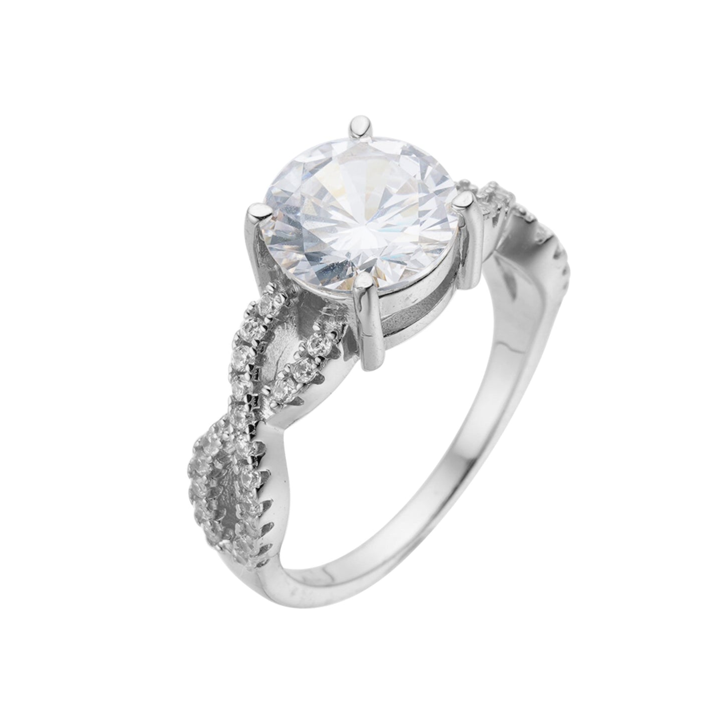 Sterling Silver Moissanite Infinity Solitaire Designer Sz 7 Womens Ring RP 3 3/8 Cttw