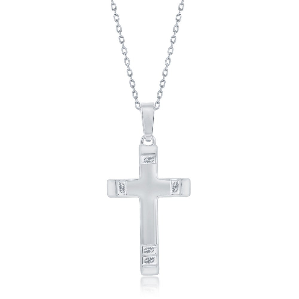 Sterling Silver, Textured Ends Cross Pendant