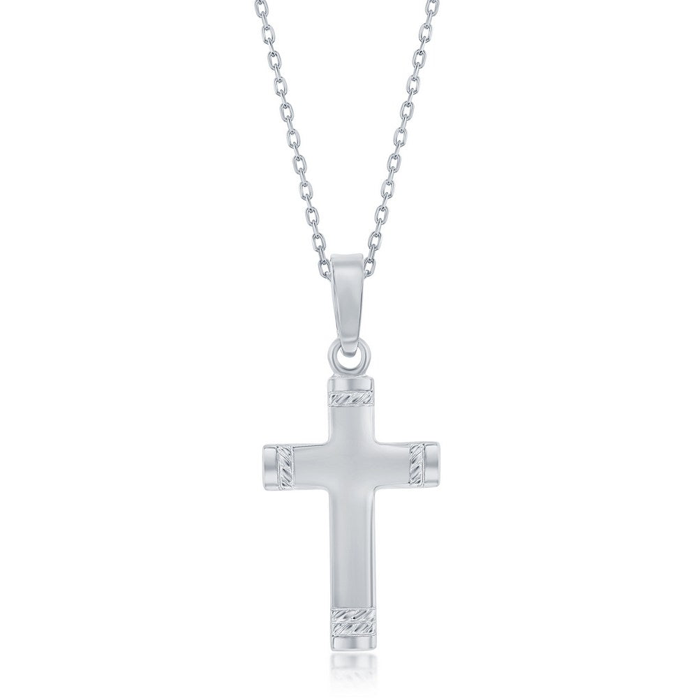 Sterling Silver, Textured Cross Pendant