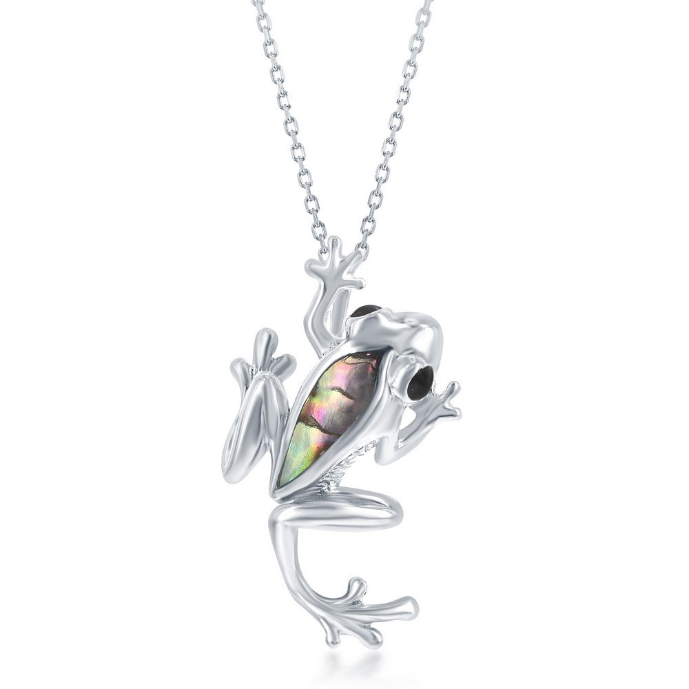 Sterling Silver Abalone Frog Pendant