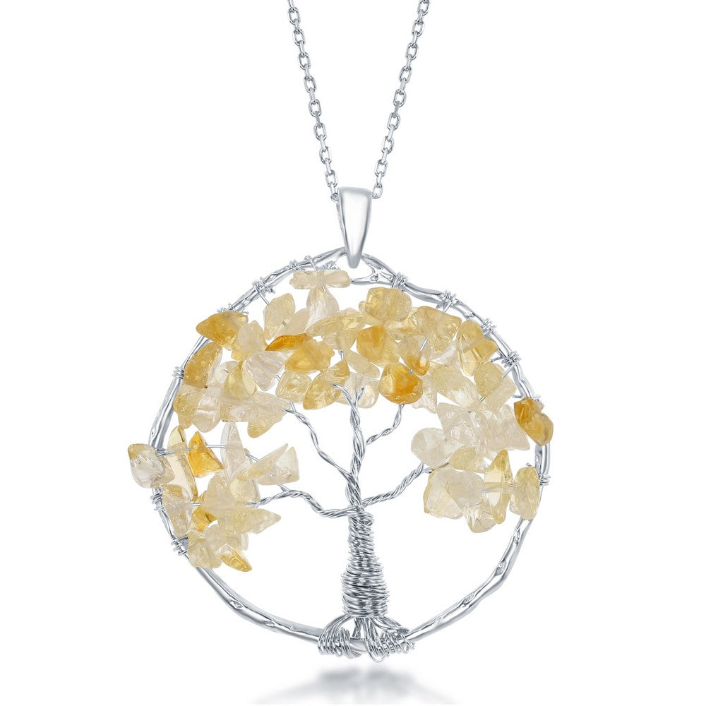 Sterling Silver Citrine Beads Tree of Life Pendant