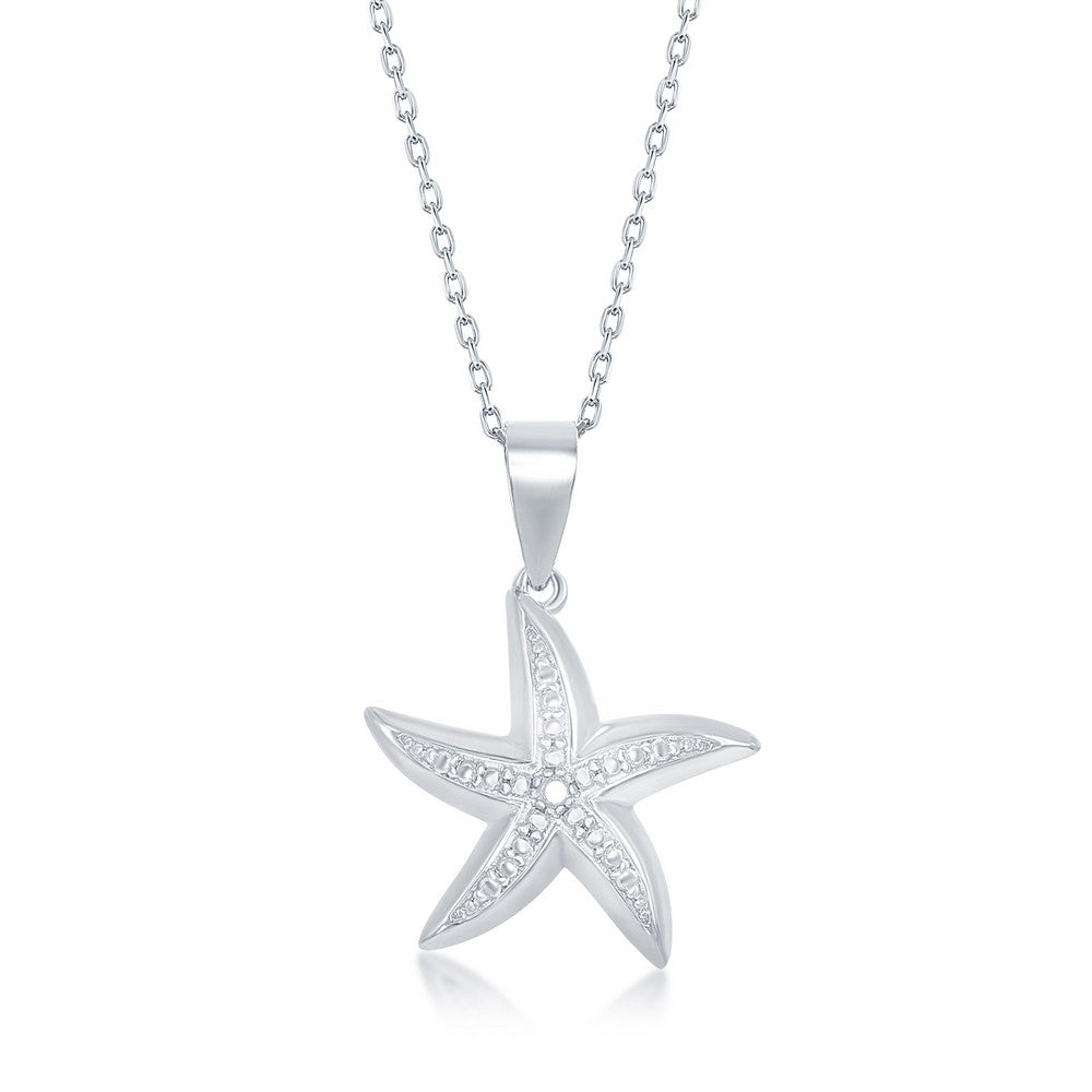 Sterling Silver, Diamond Accent Starfish Pendant w/Chain