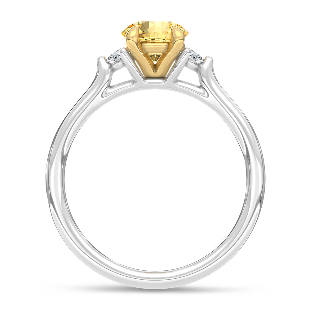 14K Two Tone Gold Lab Grown Yellow Diamond 1 1/6 Ct.Tw. Engagement Ring (Center 1ct)