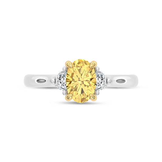 14K Two Tone Gold Lab Grown Diamond 1 1/6 Ct.Tw. Yellow Oval Engagement Ring (Center 1ct)