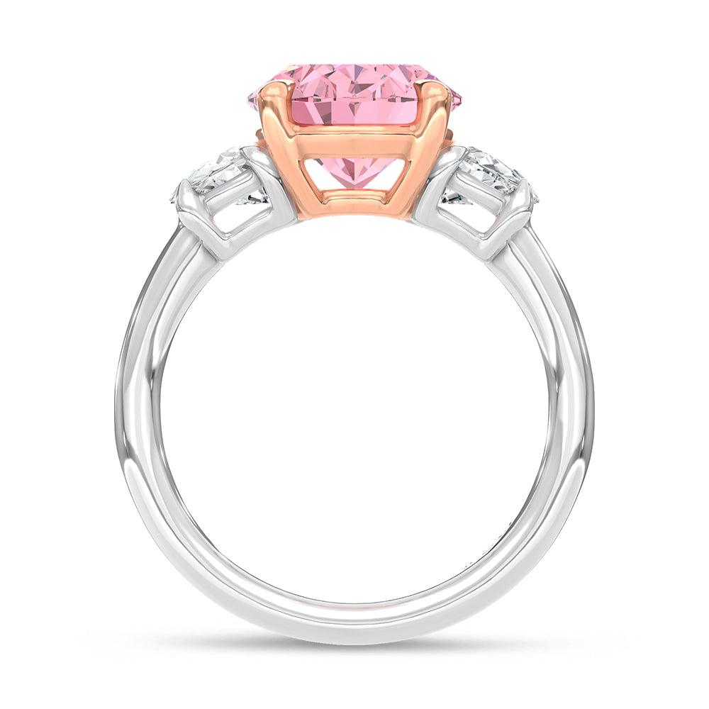 14K White Gold Lab Grown Diamond 4 3/4 Ct.Tw. Pink Oval Engagement Ring (Center 4ct)